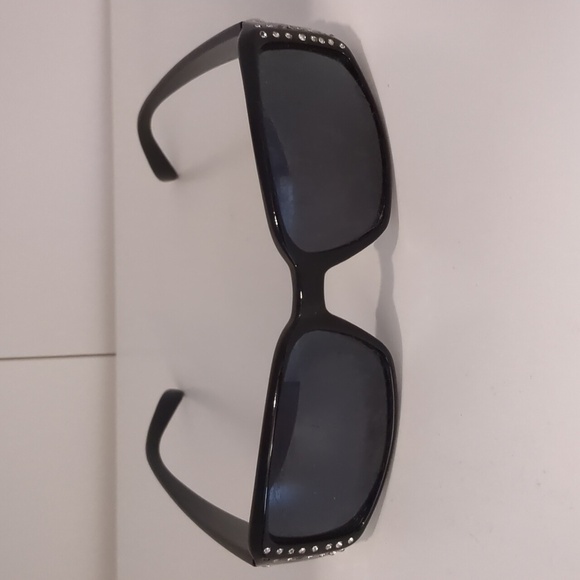 Womens Rectangular Rhinestone Bling Plastic Sunglasses - Picture 4 of 7